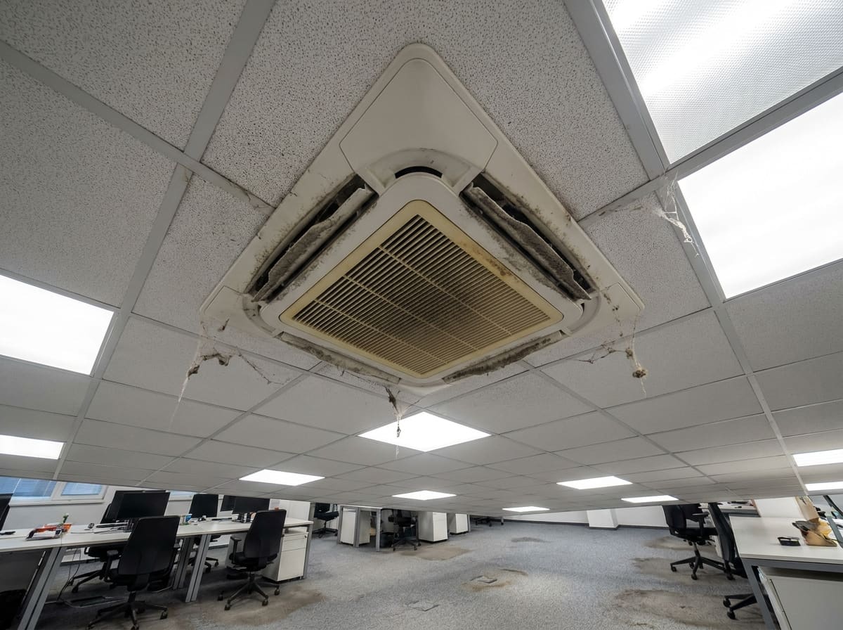 Erősen szennyezett irodai kazettás klíma